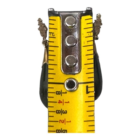 Vintage Chinese Green Jade Drop Dangle Earrings 14k Gold Longevity Long Life - Picture 4 of 6